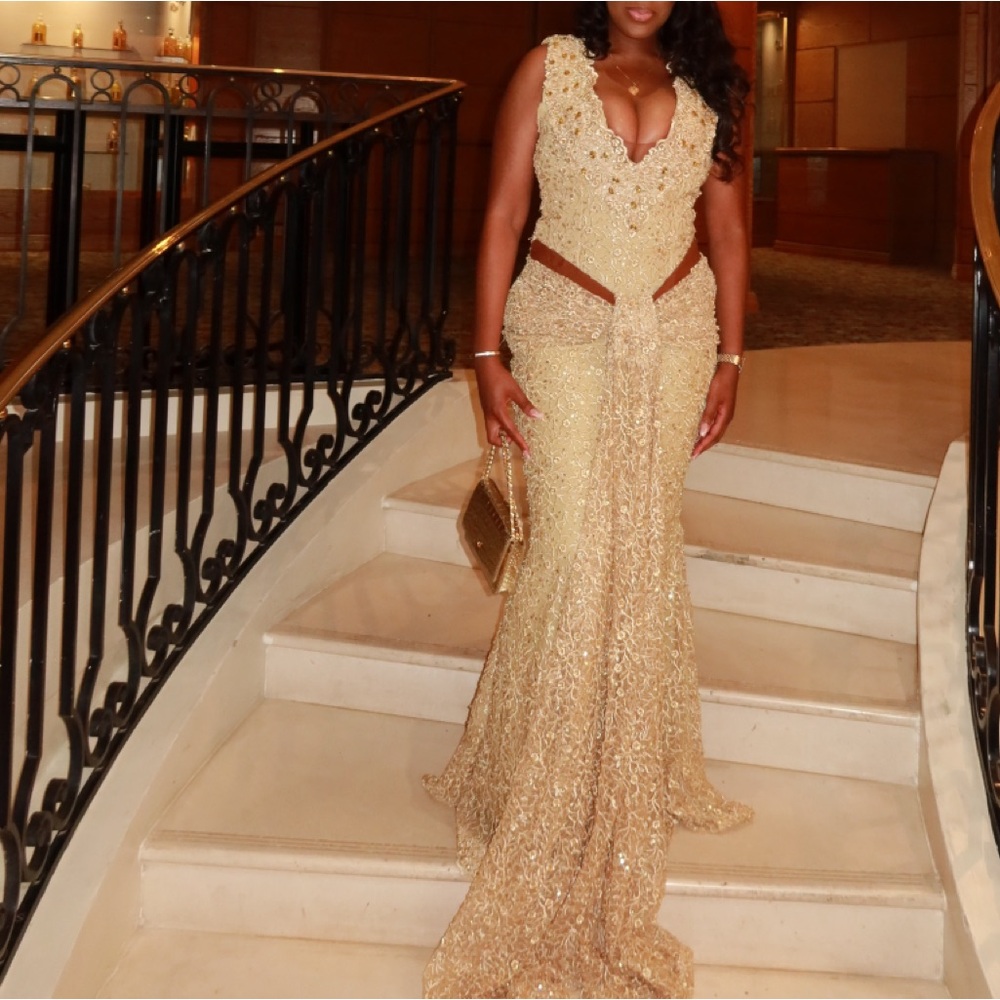 Elegant Gold Evening Gown